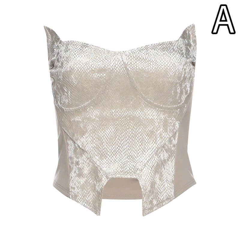 黒ベアトップビスチェ細身タイト女性用トップス