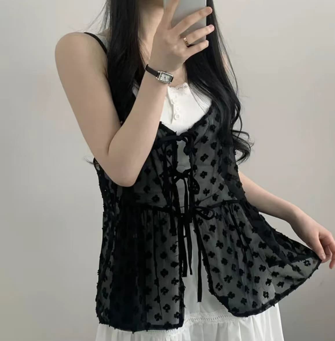 ビスチェ　花柄シースルーチュールビスチェ