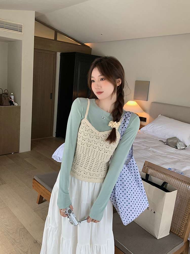 ビスチェ　かぎ針編みビスチェトップス