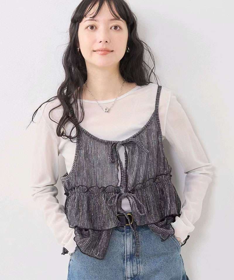 ビスチェ　シアー重ねティアードチェールビスチェ