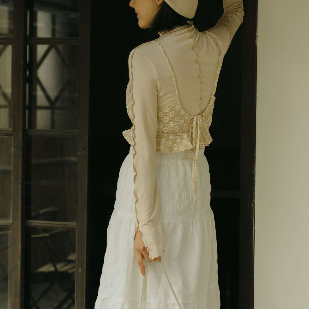 ビスチェ　小花柄シャツキャミソールビスチェ