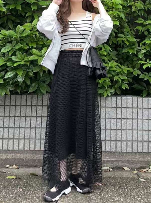 ビスチェ　ストライプ柄バストニットビスチェ