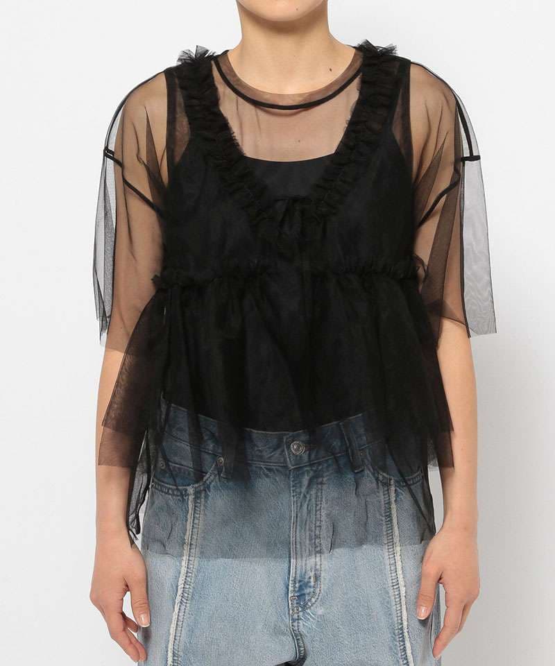ビスチェ　ふんわりチュールビスチェレイヤード・Tシャツセット