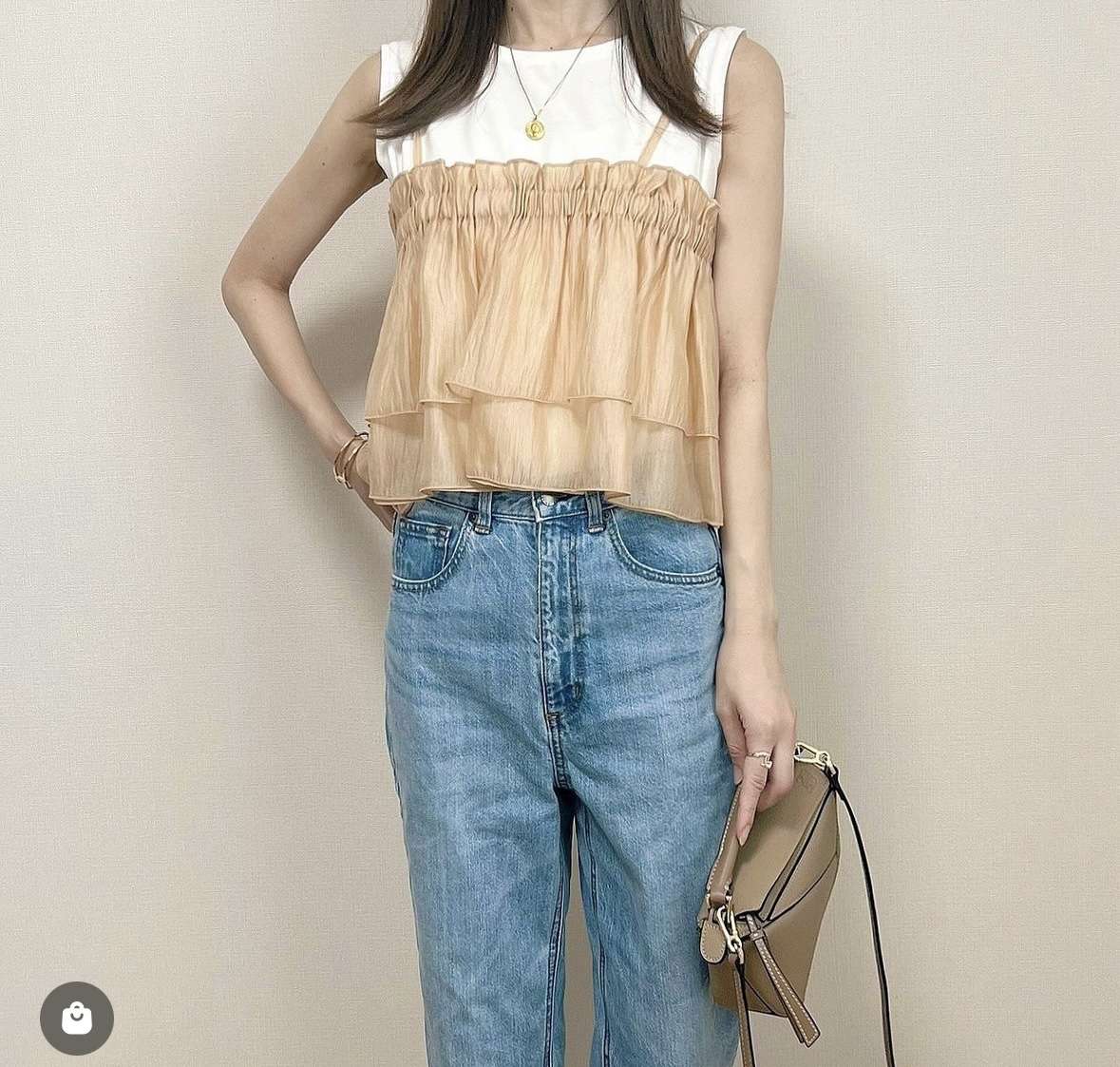 ビスチェ　シフォンレイヤードチュールビスチェ