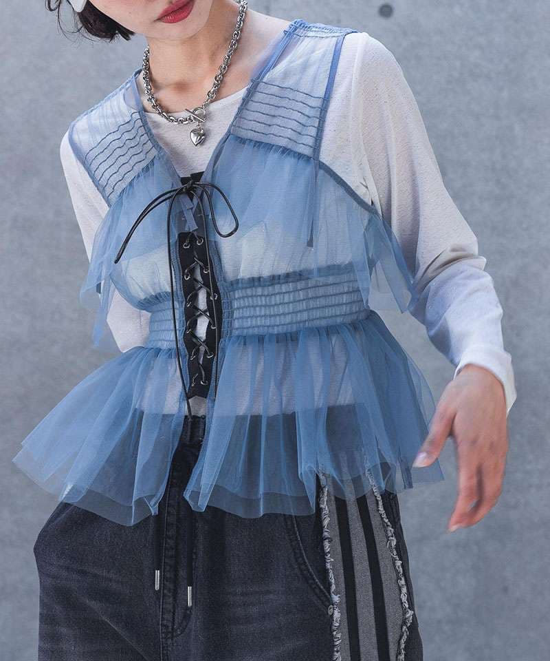 ビスチェ　レースアップチュールビスチェ