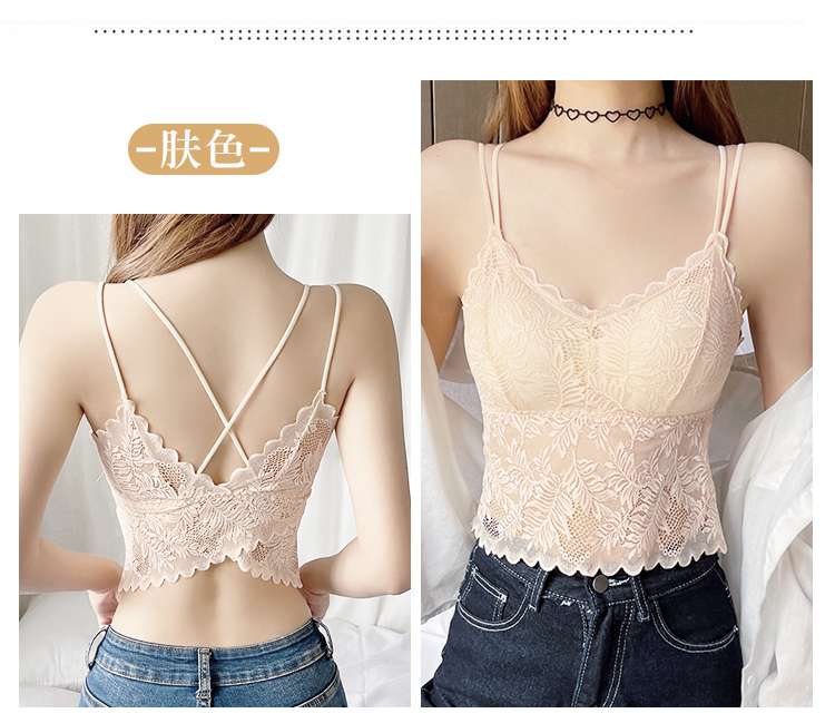 ビスチェ　かわいいレース編み透かしクロスストラップビスチェ