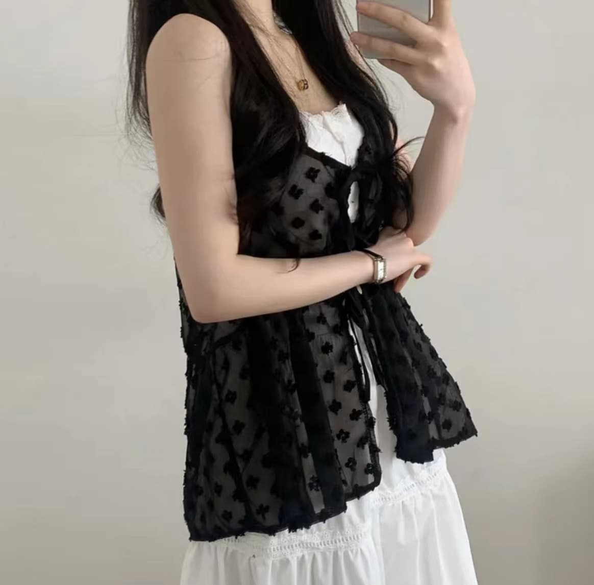 ビスチェ　花柄シースルーチュールビスチェ