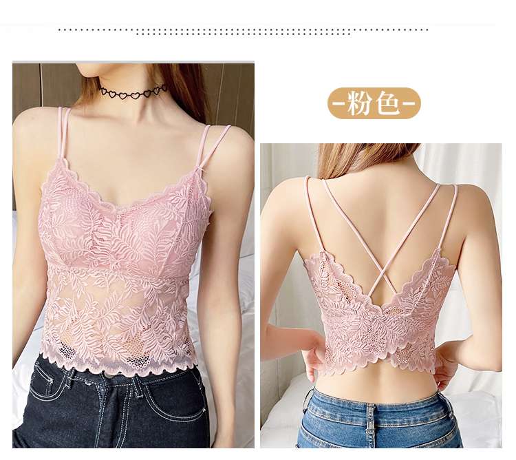 ビスチェ　かわいいレース編み透かしクロスストラップビスチェ