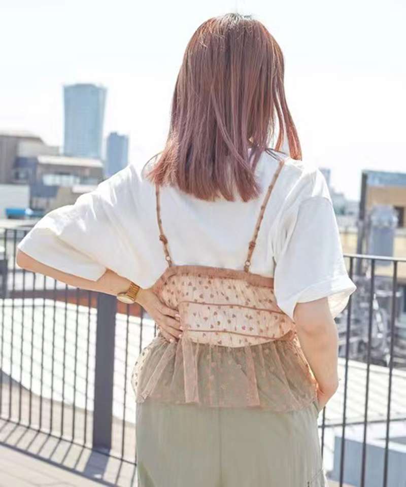 ビスチェ　ハートドットシースルーリボンビスチェ