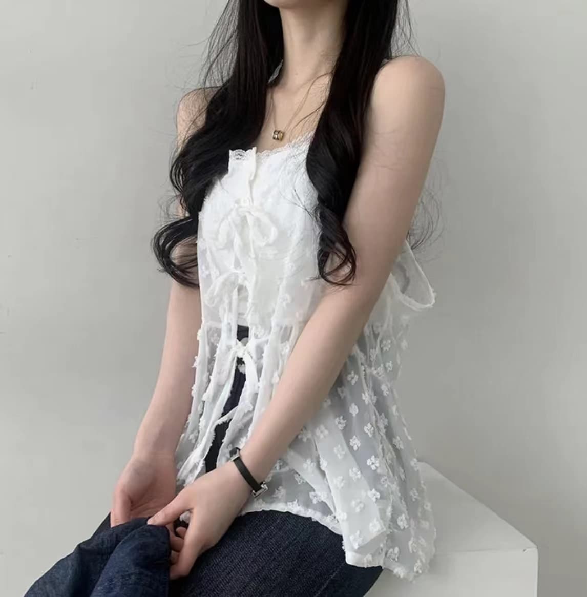 ビスチェ　花柄シースルーチュールビスチェ