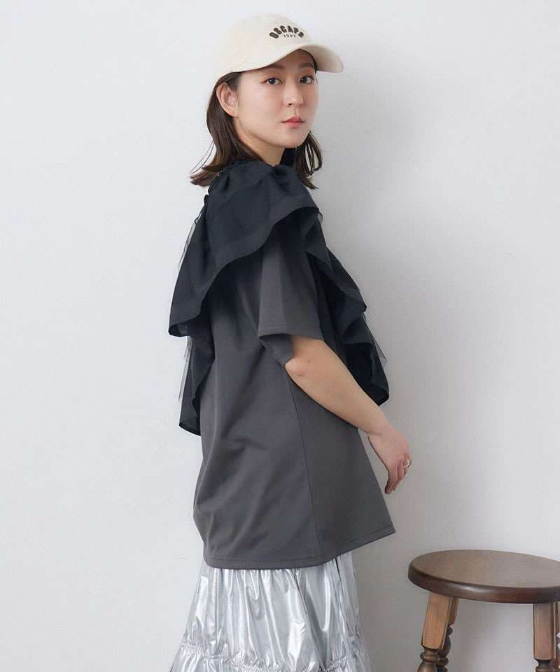 ビスチェ　重ね着風フリルビスチェ・シンプルTシャツ