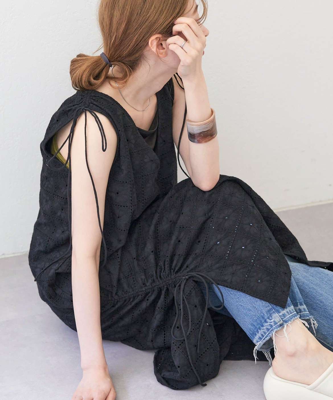 ビスチェ 清楚な花モチーフレースワンピース