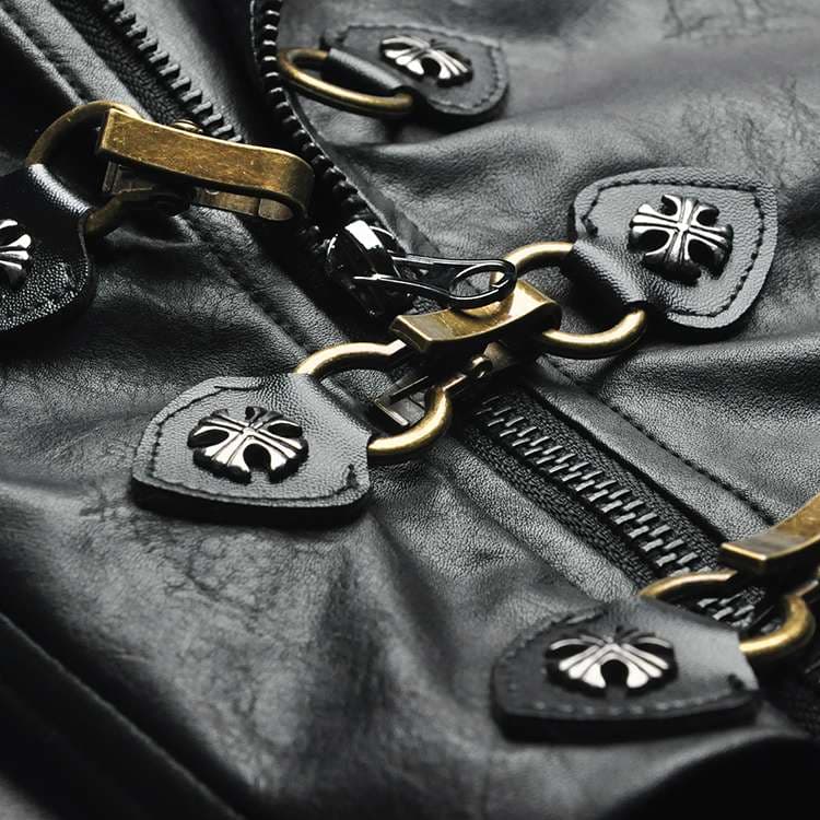 ビスチェ　クロス装飾レザーコルセットビスチェ