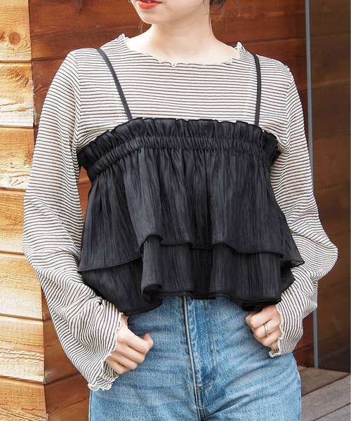 ビスチェ　シフォンレイヤードチュールビスチェ