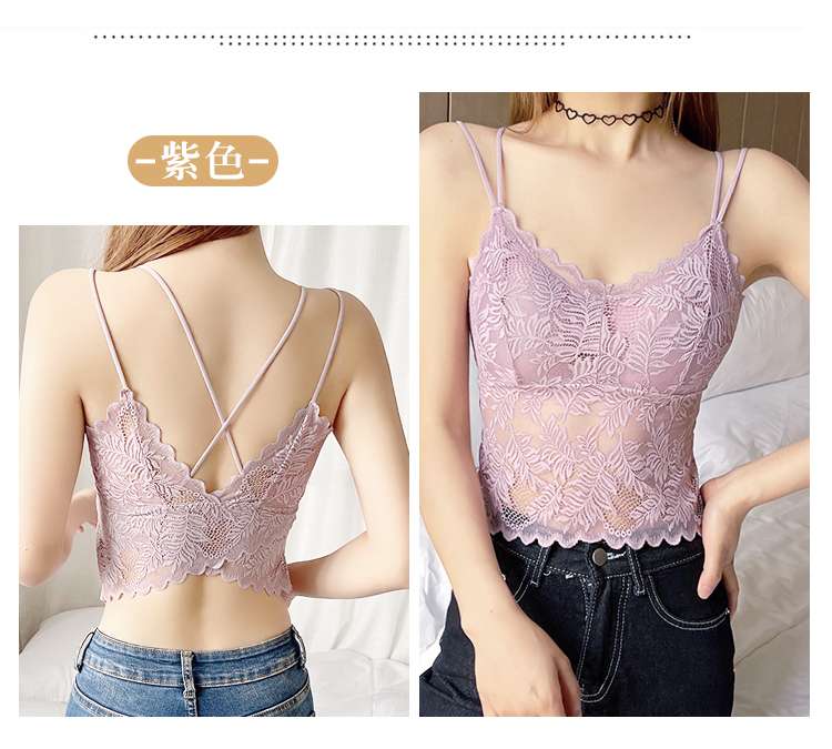 ビスチェ　かわいいレース編み透かしクロスストラップビスチェ