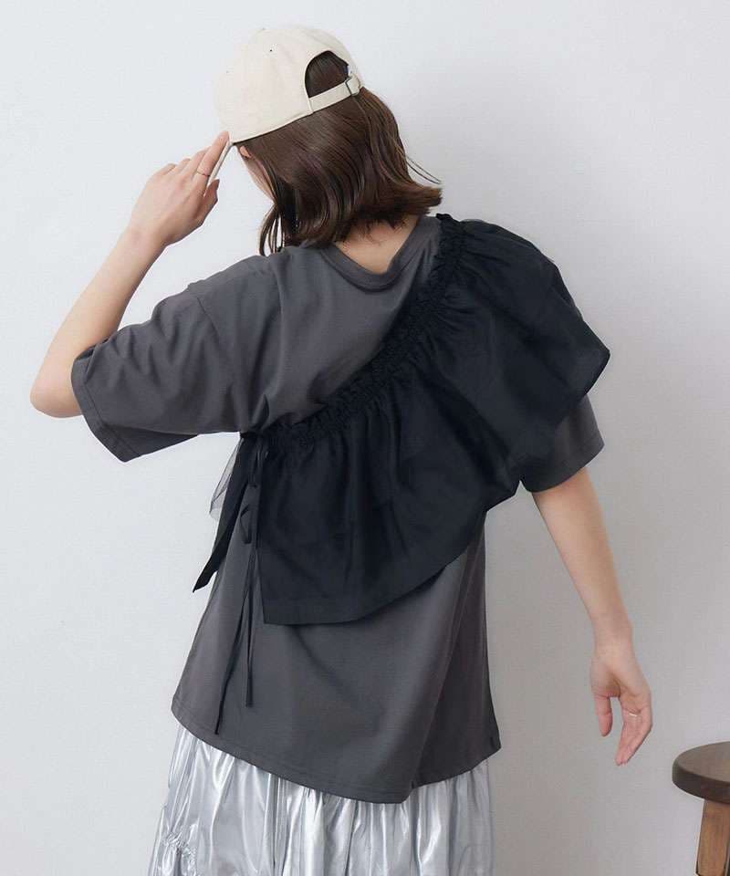 ビスチェ　重ね着風フリルビスチェ・シンプルTシャツ