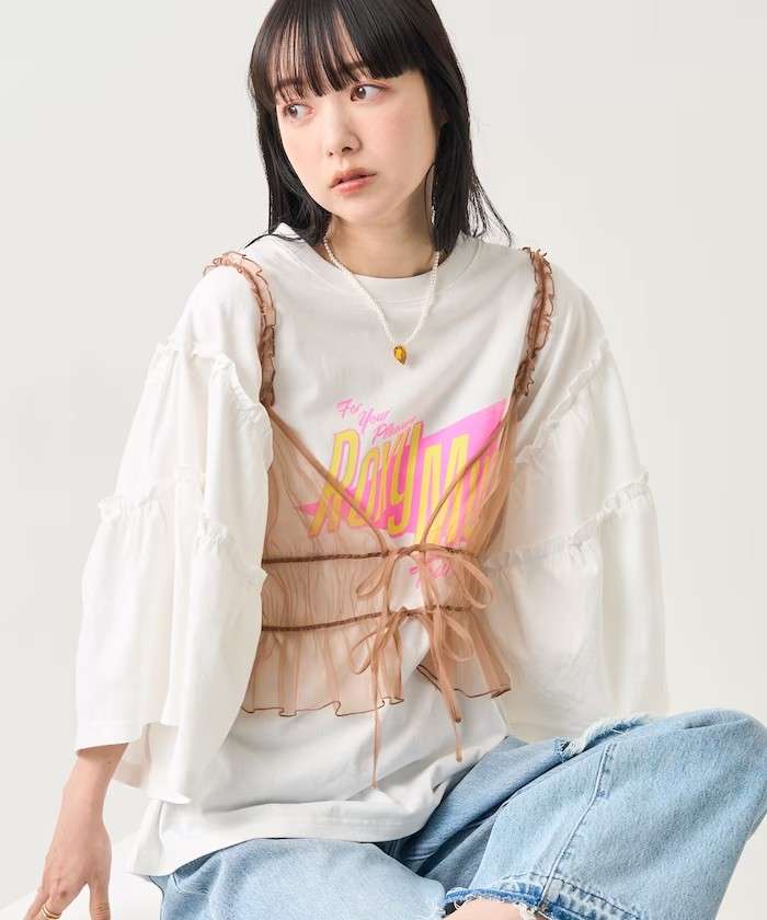 ビスチェ　シースルーチュールレイヤードビスチェ
