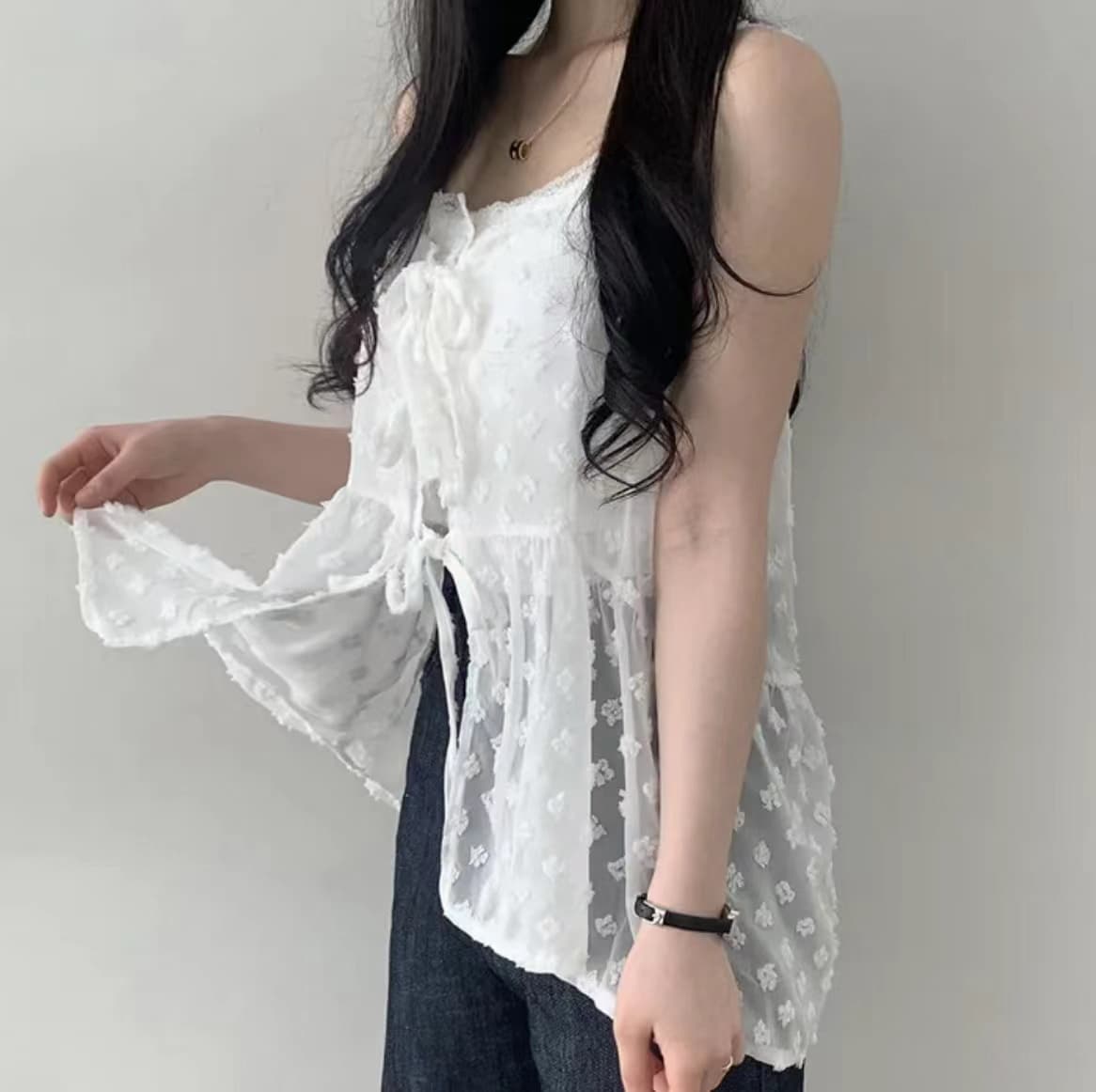 ビスチェ　花柄シースルーチュールビスチェ