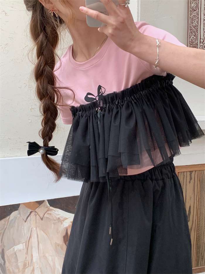 ビスチェ　おしゃれかわいいフリルチュールビスチェ