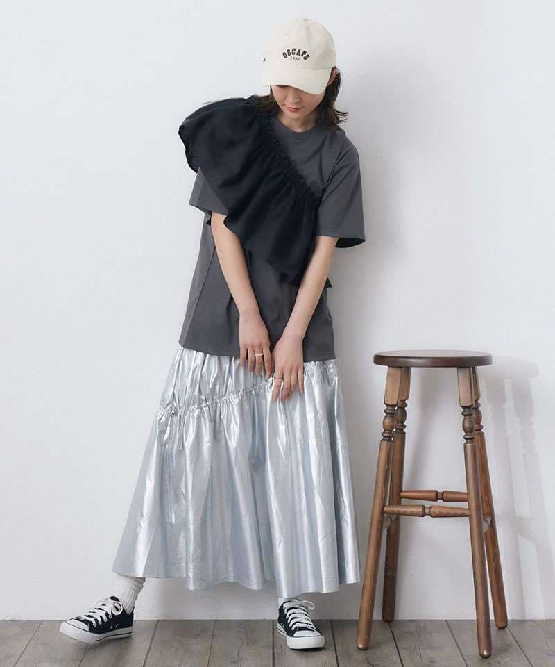 ビスチェ　重ね着風フリルビスチェ・シンプルTシャツ