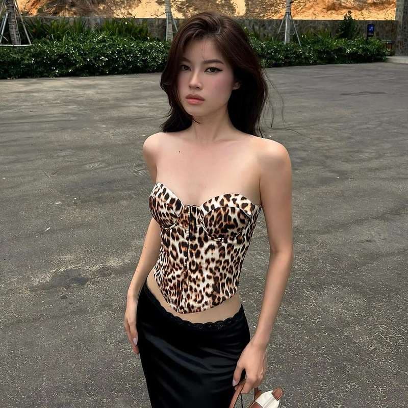ビスチェ　ヒョウ柄セクシーコルセットビスチェ