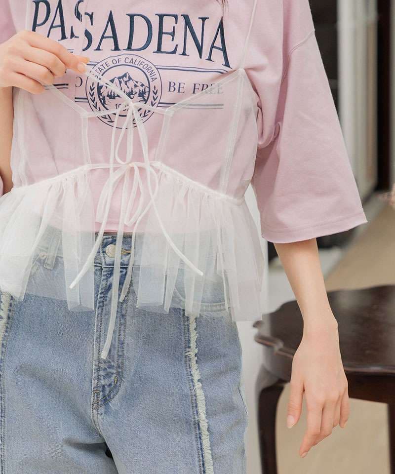 ビスチェ　シースルーレースビスチェ
