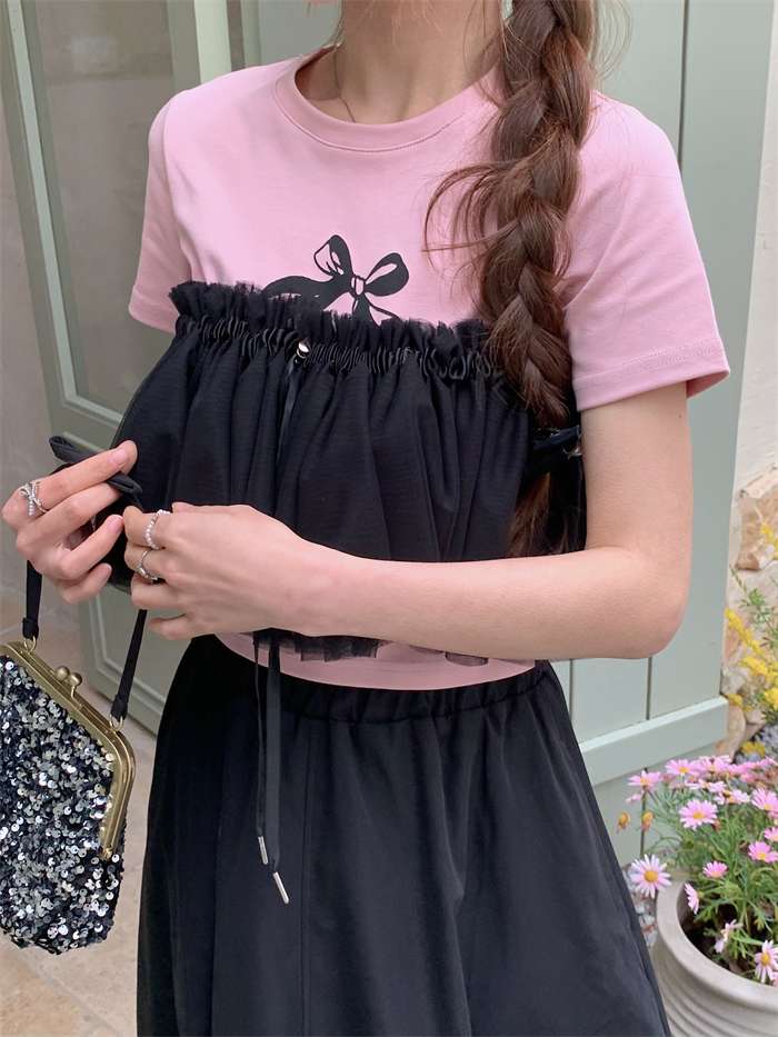 ビスチェ　おしゃれかわいいフリルチュールビスチェ