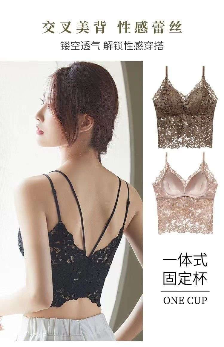 ビスチェ　レース編み上げ美背中ビスチェ