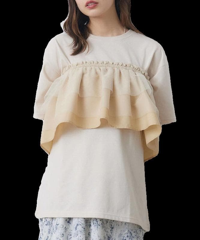 ビスチェ　重ね着風フリルビスチェ・シンプルTシャツ