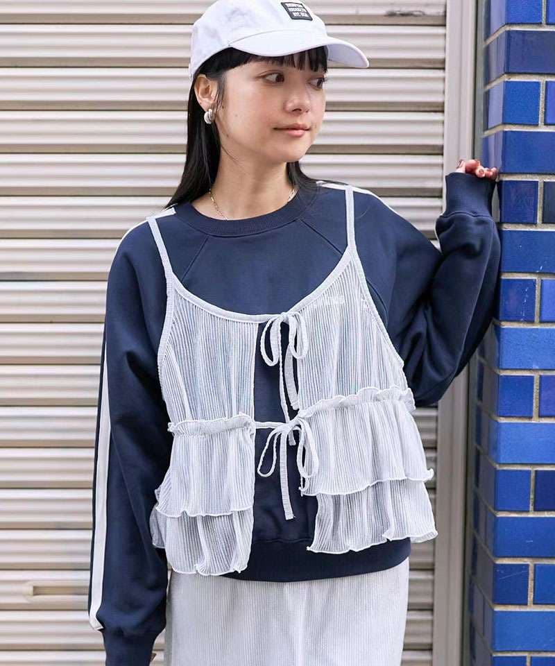 ビスチェ　シアー重ねティアードチェールビスチェ