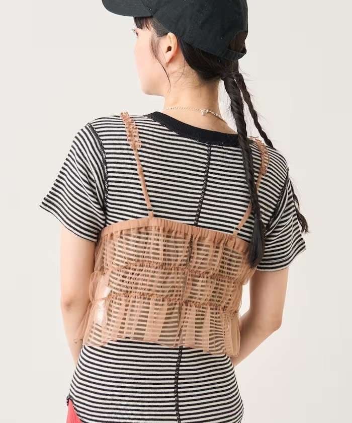 ビスチェ　シースルーチュールレイヤードビスチェ