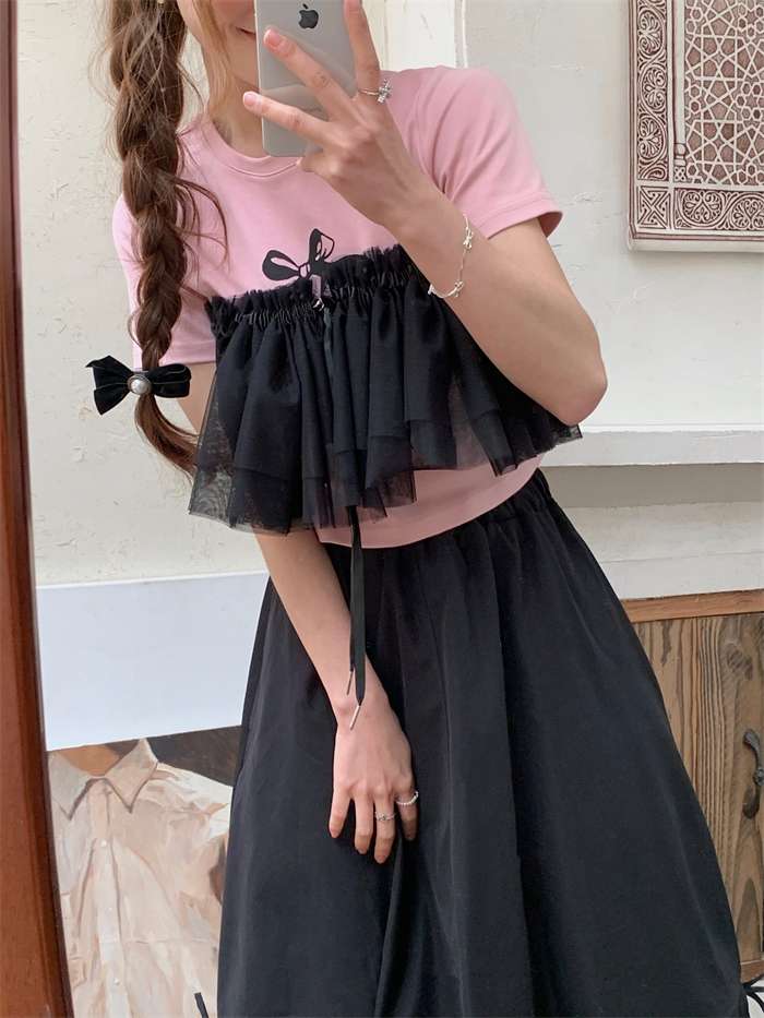 ビスチェ　おしゃれかわいいフリルチュールビスチェ