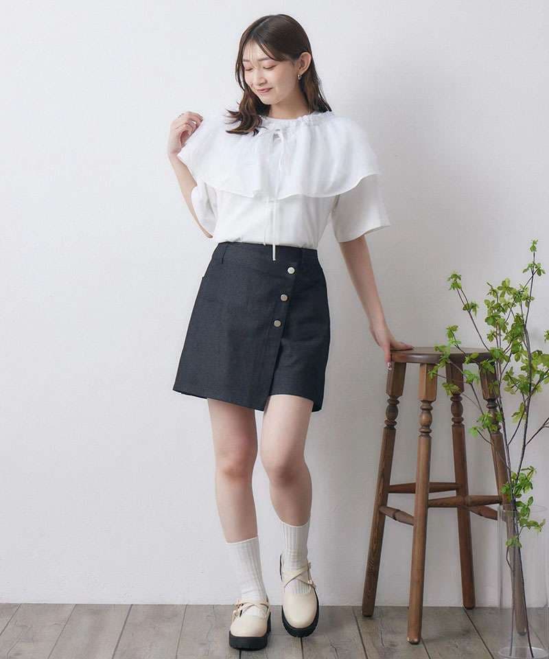ビスチェ　重ね着風フリルビスチェ・シンプルTシャツ