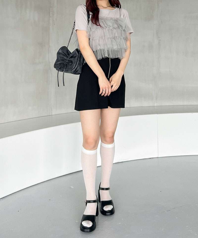 ビシチェ　ふんわりチュールレイヤードビスチェ