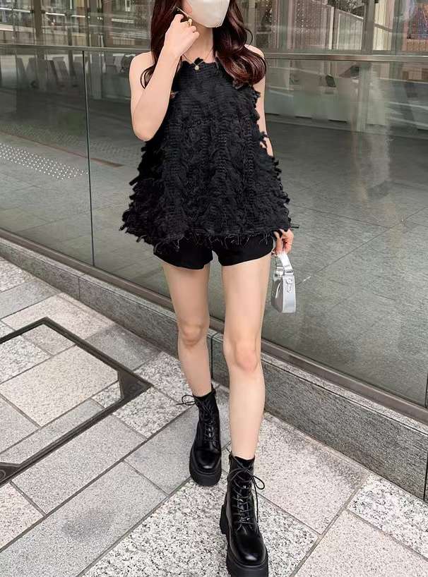 ビスチェ ふわふわフリンジキャミソール