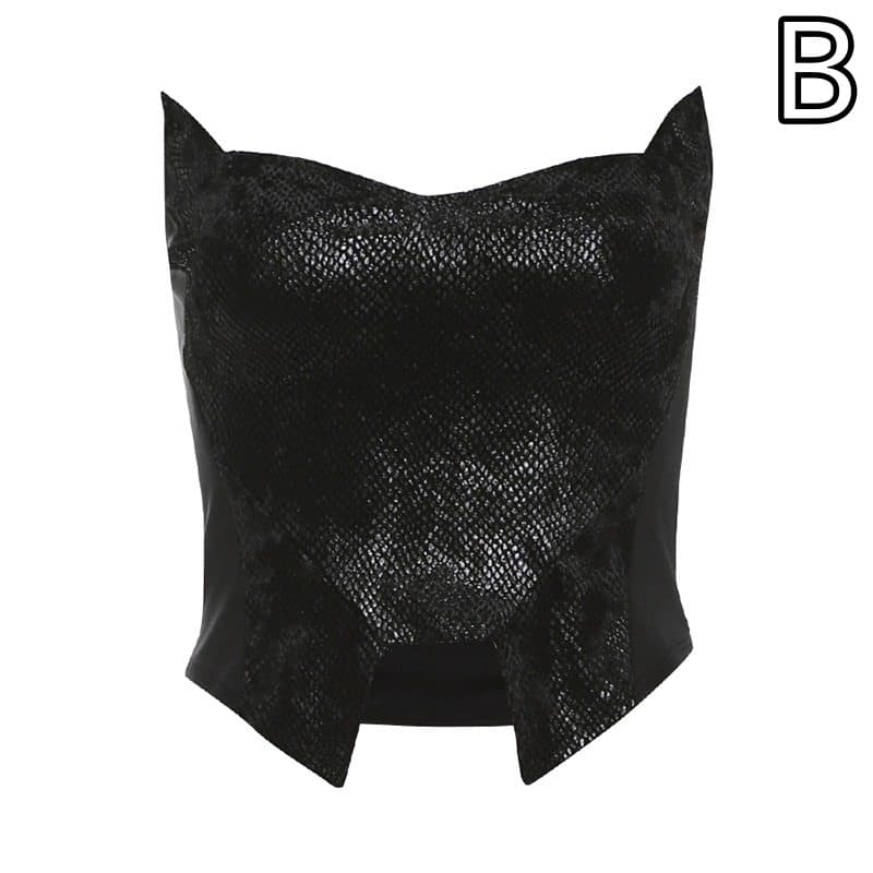 黒ベアトップビスチェ細身タイト女性用トップス