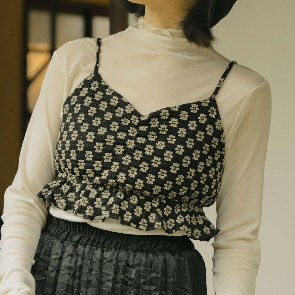 ビスチェ　小花柄シャツキャミソールビスチェ