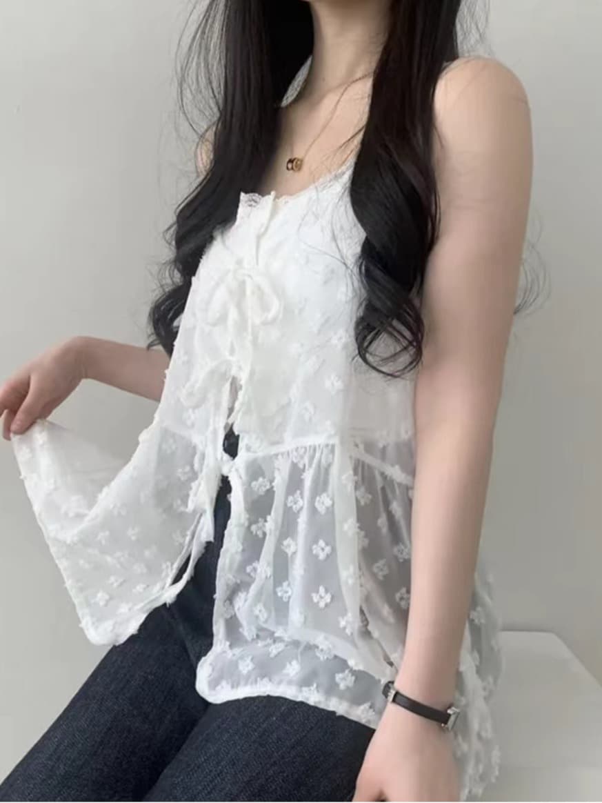 ビスチェ　花柄シースルーチュールビスチェ
