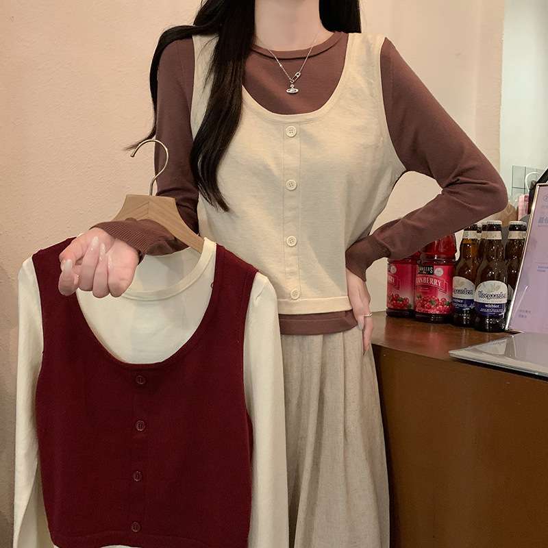 ビスチェ　シンプルレイヤードビスチェニットベスト