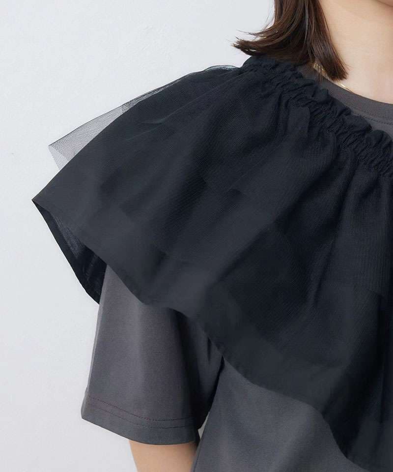 ビスチェ　重ね着風フリルビスチェ・シンプルTシャツ