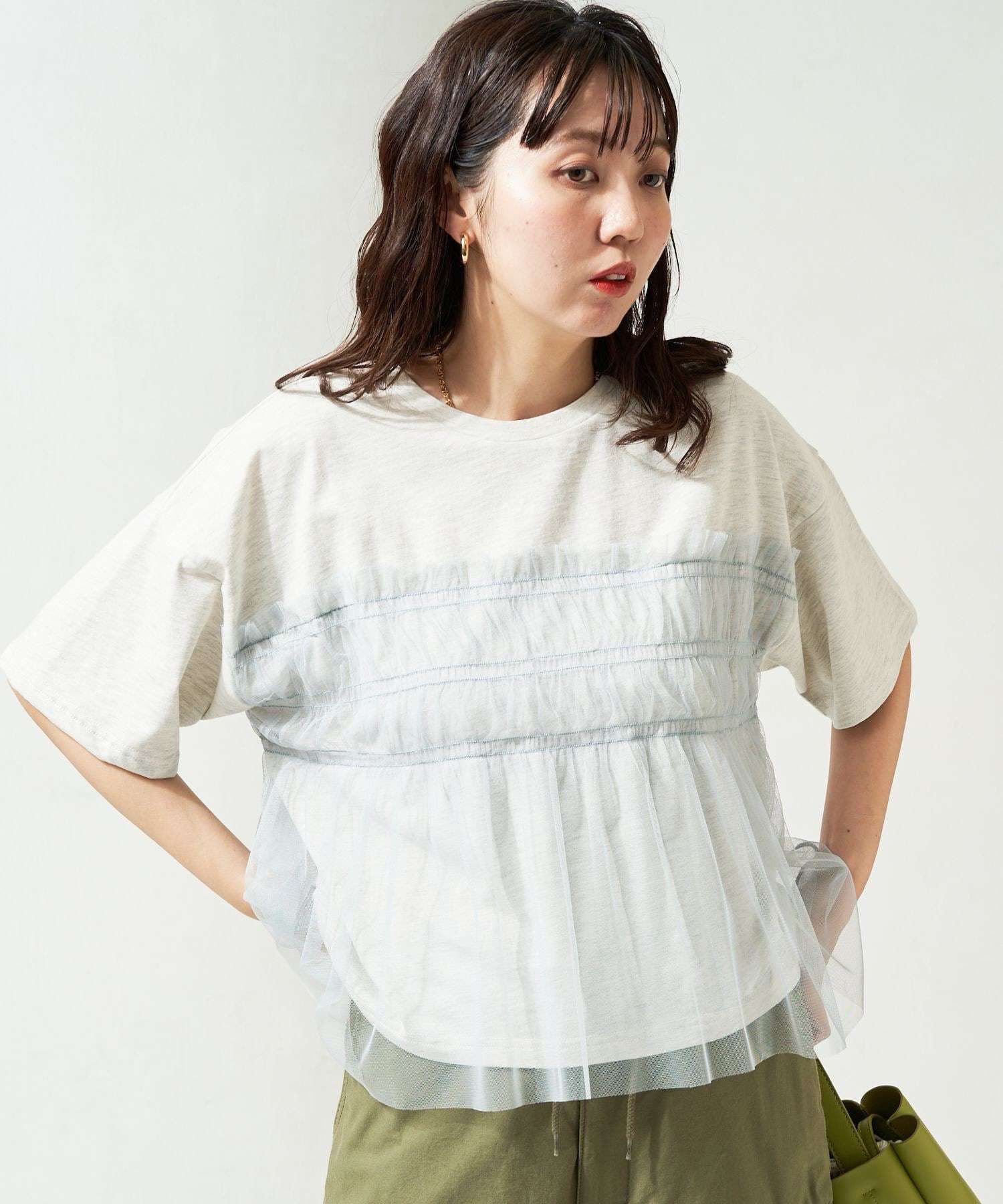 チュールフリルビスチェ風トップス
