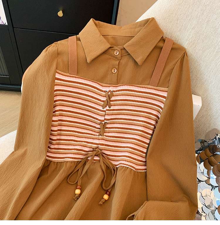 レトロ風ビスチェレイヤードニット