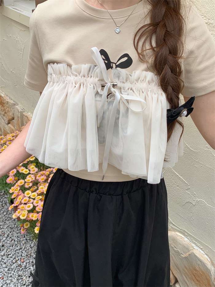 ビスチェ　おしゃれかわいいフリルチュールビスチェ