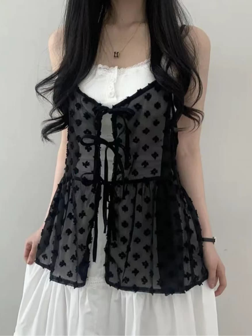 ビスチェ　花柄シースルーチュールビスチェ