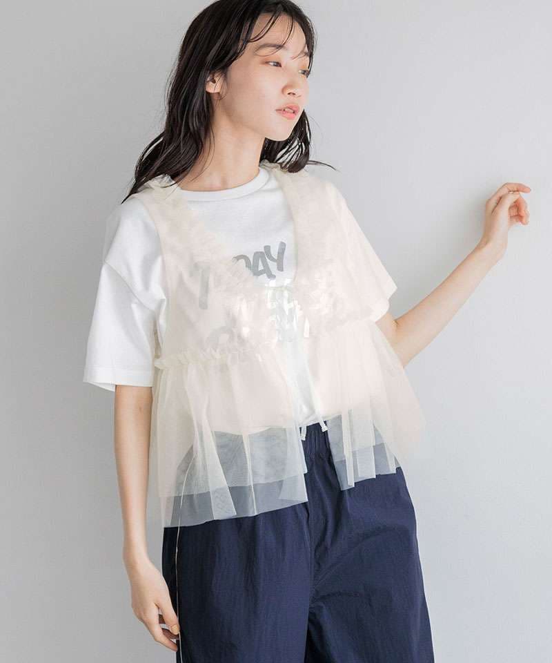 ビスチェ　ふんわりチュールビスチェレイヤード・Tシャツセット