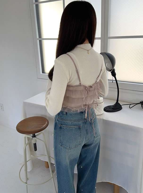 ビスチェ　フリルティアードビスチェ・タートルネックTシャツセット