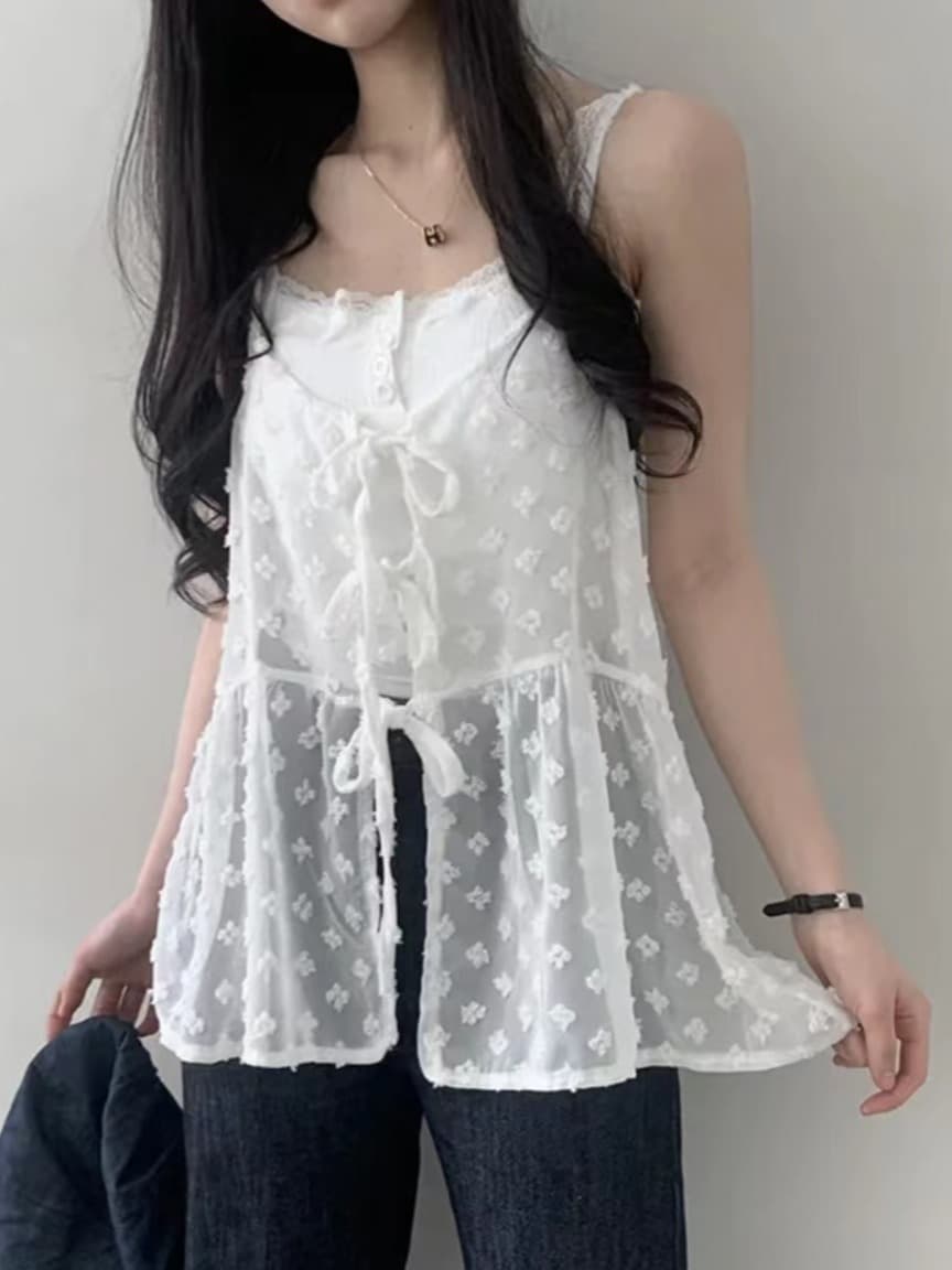 ビスチェ　花柄シースルーチュールビスチェ