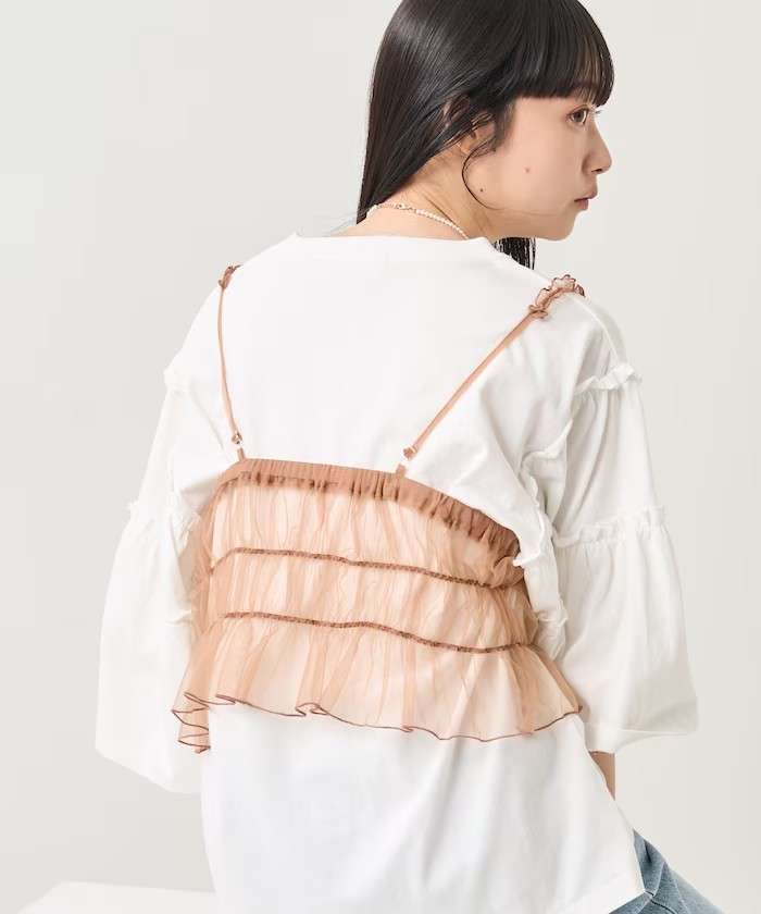 ビスチェ　シースルーチュールレイヤードビスチェ