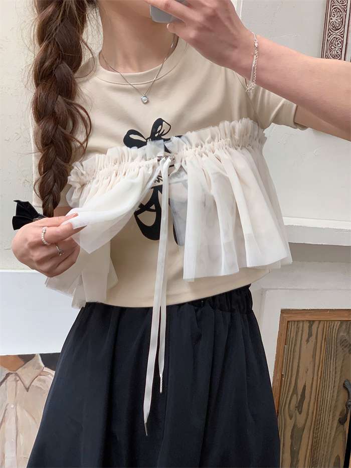 ビスチェ　おしゃれかわいいフリルチュールビスチェ