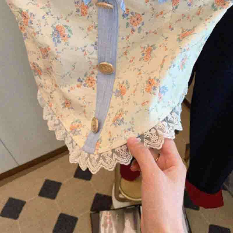 ビスチェ　かわいい花柄レース付きリボンビスチェ